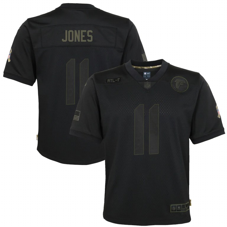 NFL Atlanta Falcons #11 Julio Jones Nike Youth 2020 Salute to Service Game  Black jerseys